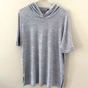 Orb Heather Grey Lightweight Knit Hooded Short Sleeve Top